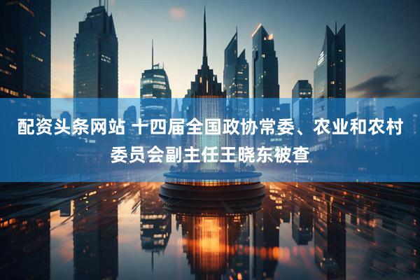 配资头条网站 十四届全国政协常委、农业和农村委员会副主任王晓东被查